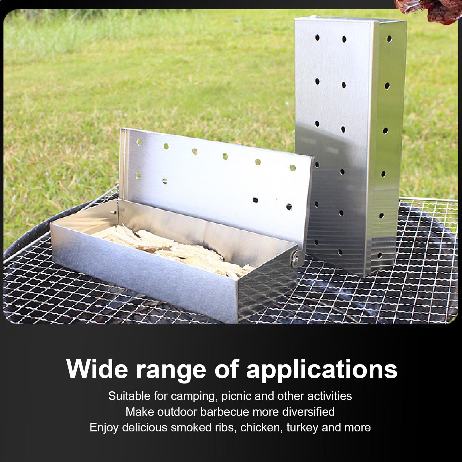 Smoker Box Wood Chip - Heavy Duty Stainless Steel Smoker Box