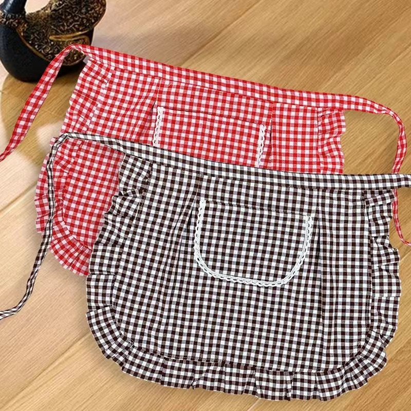 Half Waist Square Check Apron  - Home Cooking On review and price