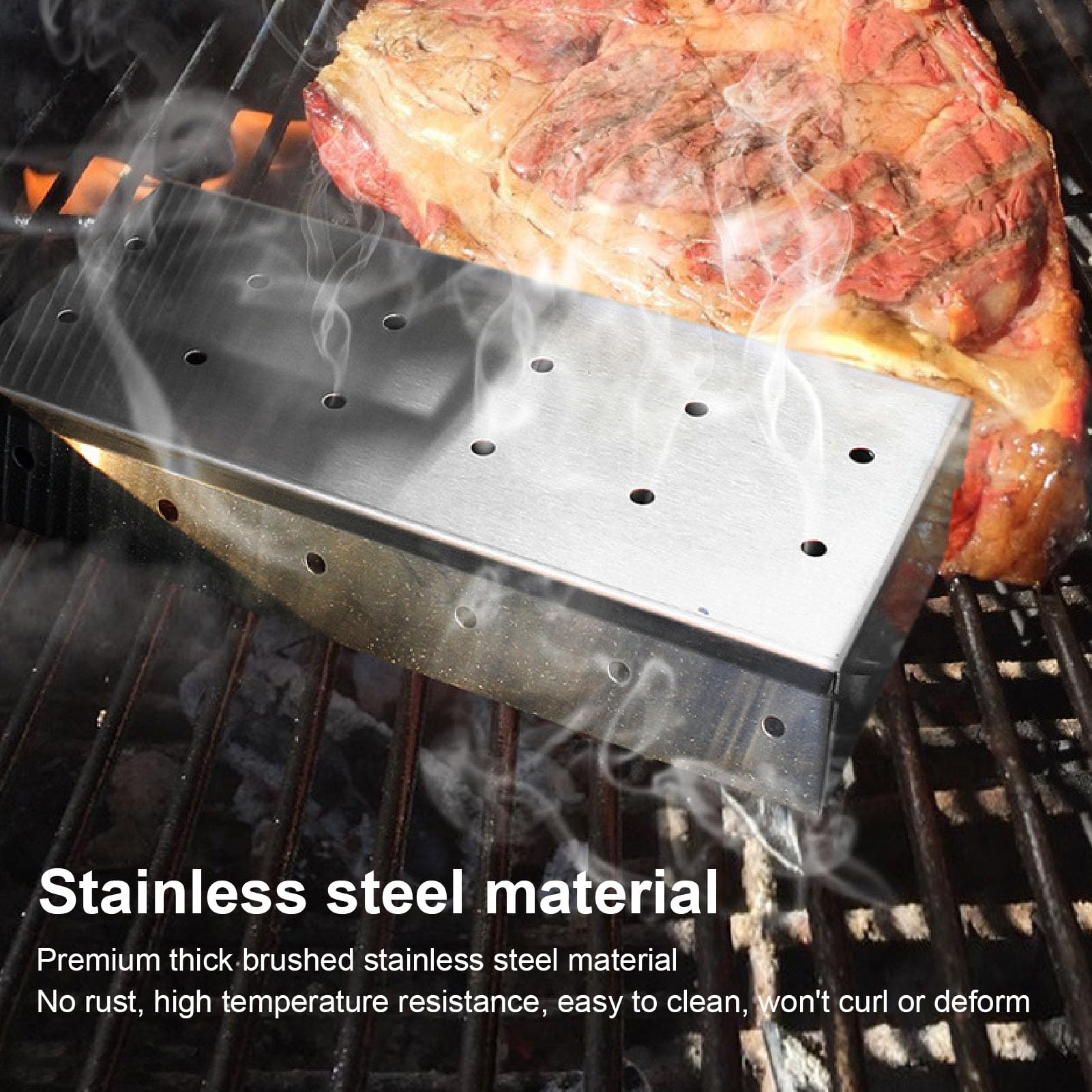 Heavy Duty Stainless Steel Smo - Smoker Box Wood Chip review and price